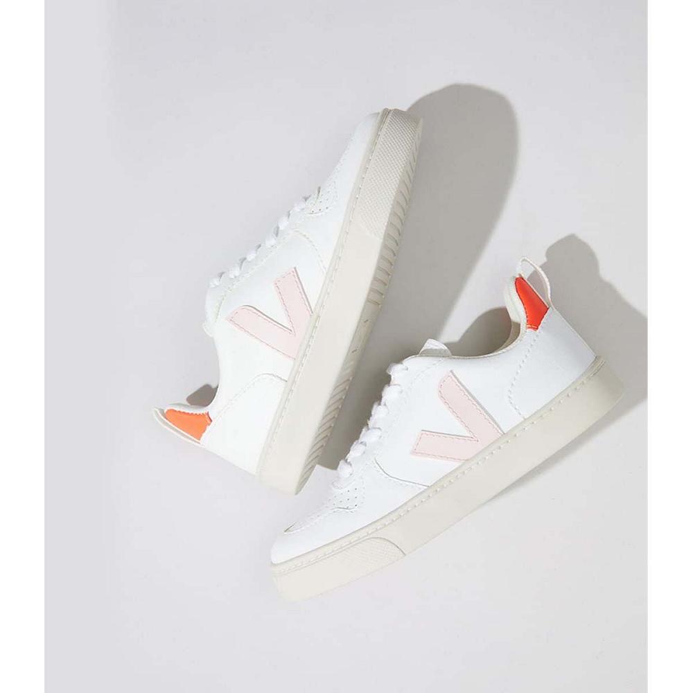 Veja V-10 LACE CWL Kids' Shoes White/Orange | CA 790EBC